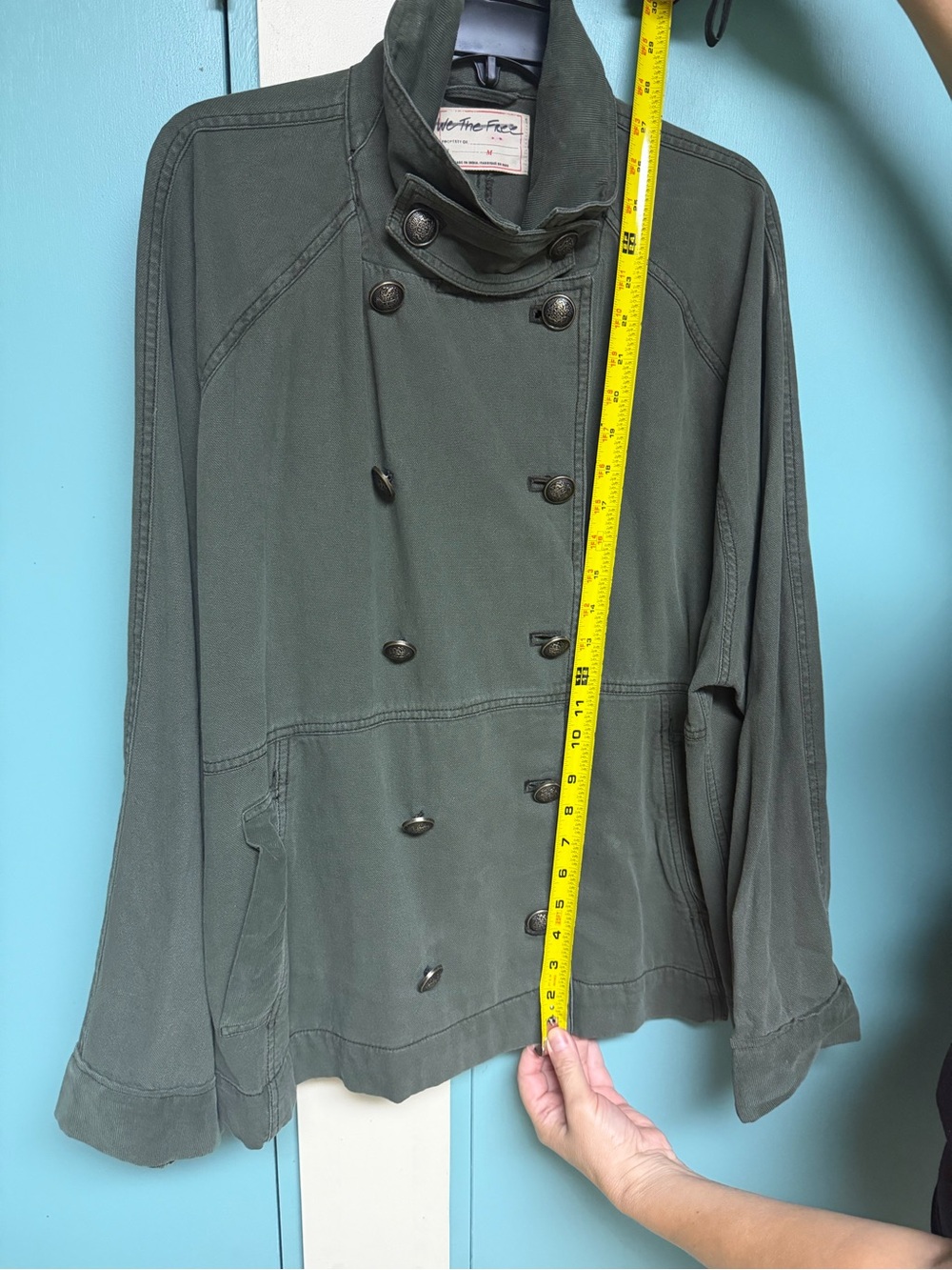 Free People We The Free Olive Women's Military Style Double-Breasted Jacket